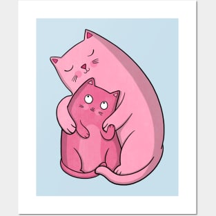 Hugging Pink Cats Posters and Art